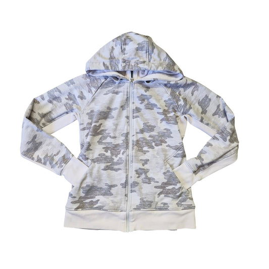 Athleta Triumph Gray Camouflage Full Zip Hoodie Jacket Womens Small
