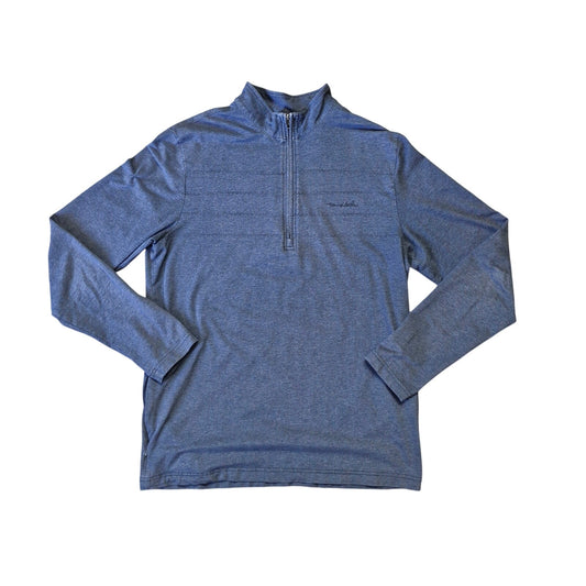 TravisMathew 1/4 Zip Pullover Sweatshirt Men’s Large Blue Cotton Blend