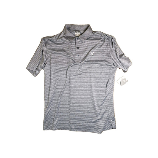 NWT Callaway Golf Polo Shirt Mens XL Navy Chambray Striped UPF Opti-Dri Stretch