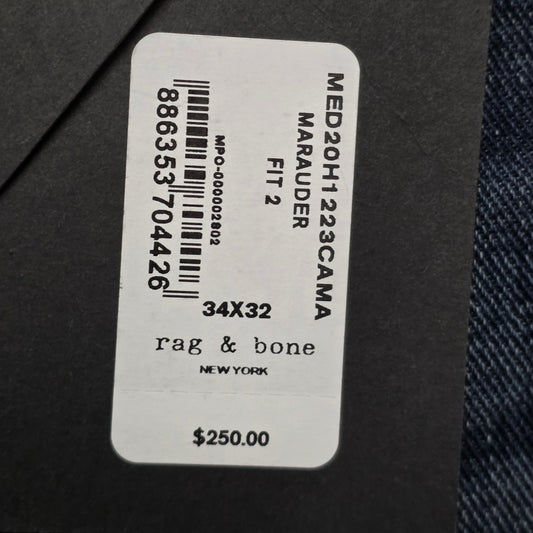 Rag & Bone Fit 2 Slim Jeans Men 34x32 Blue Denim