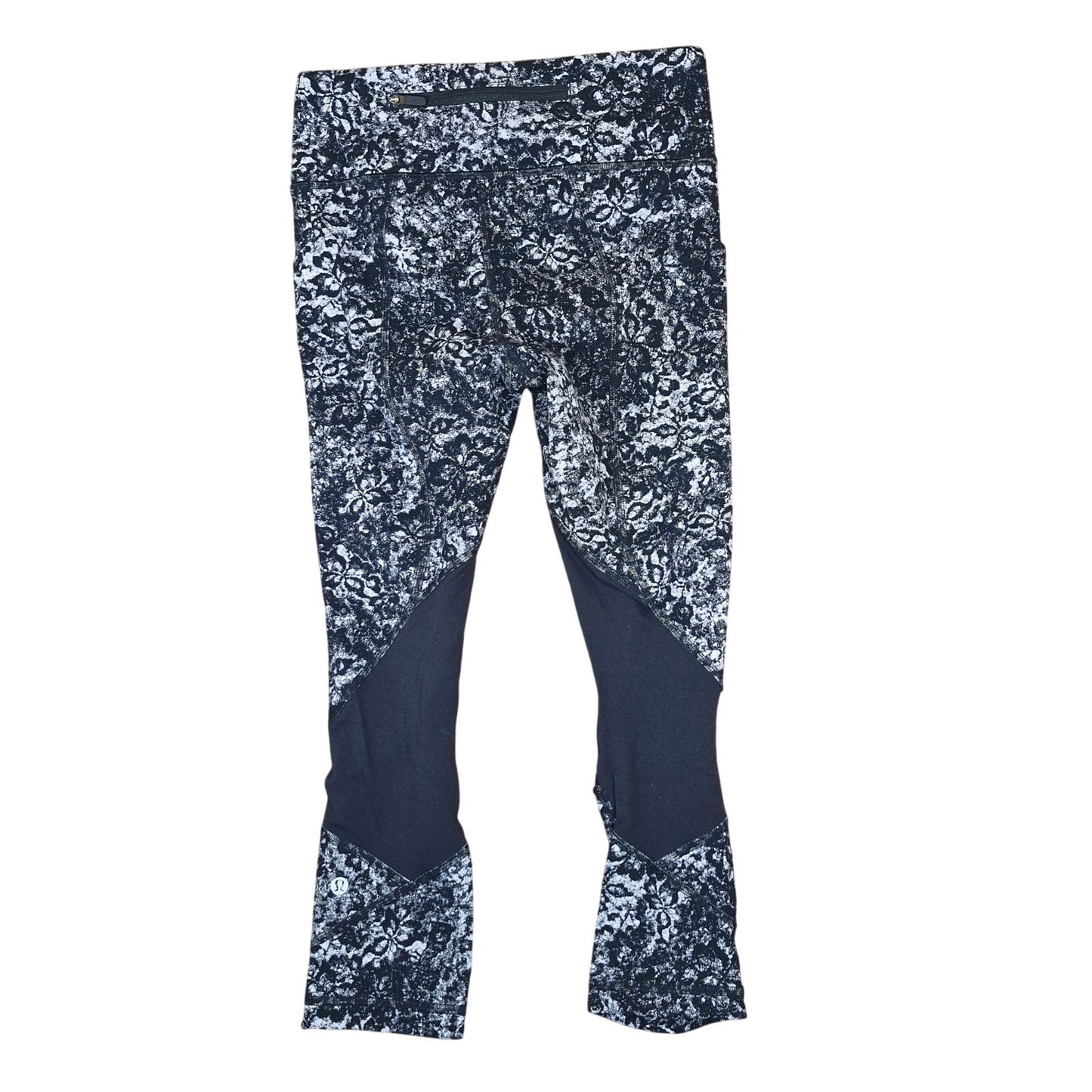 Lululemon Pace Rival Crop Achromatize Ice Grey Black print size 4
