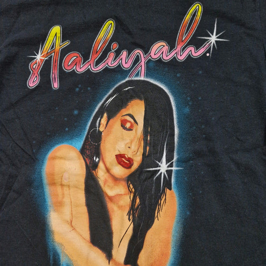 Aaliyah T-Shirt Adult Medium Black Graphic Short Sleeve