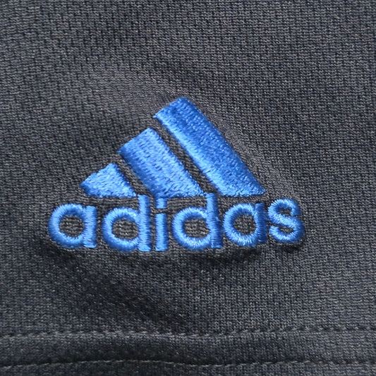 Adidas Shorts Boys L 14/16 Black Blue Terry Drawstring 3-Stripes