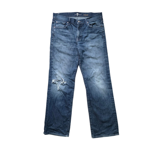 7 For All Mankind Jeans Men’s 34 Relaxed Fit Button Distressed