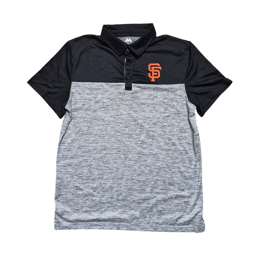 Majestic SF Giants Polo Shirt Men’s Large Gray Black Short Sleeve