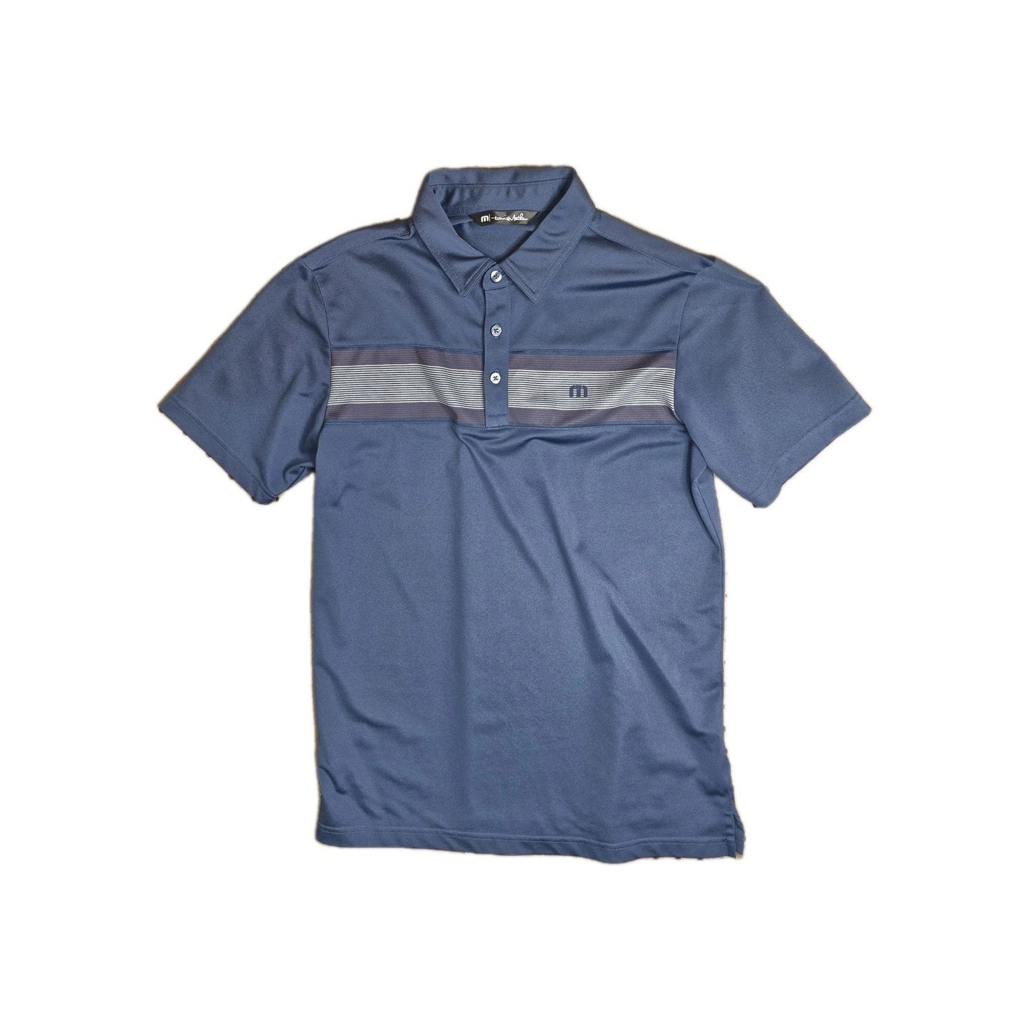 Travis Mathew Lake You A Lot Polo Shirt Mens M Blue Short Sleeve Golf Athletic