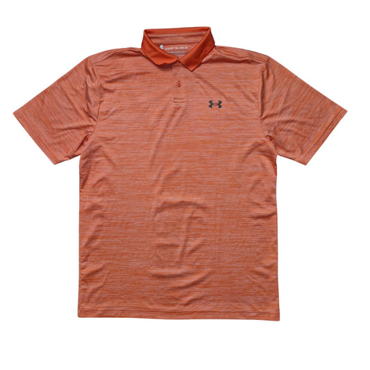 Under Armour Men’s Heather Orange Playoff Polo Golf Shirt Large Loose Fit Performance Top
