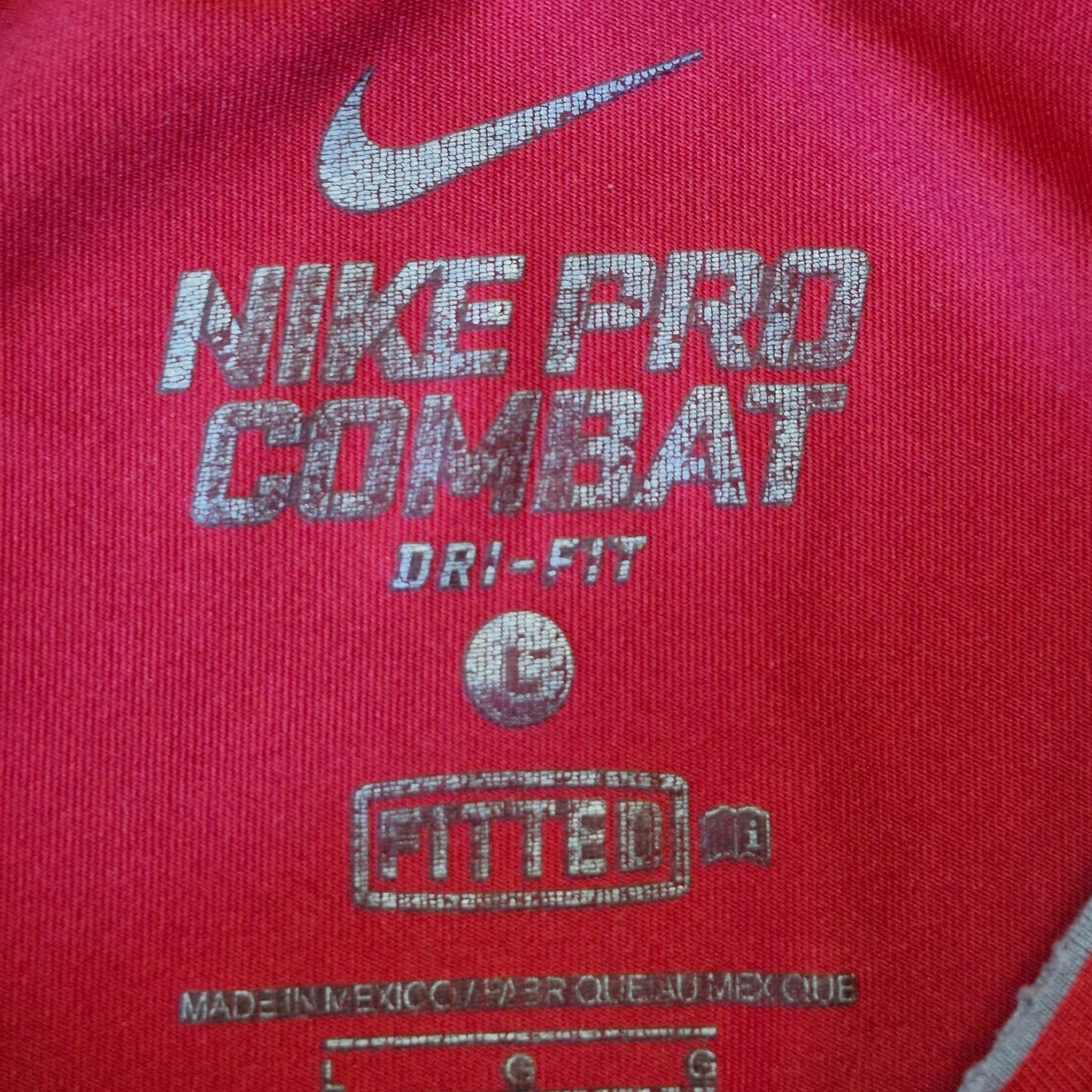 Nike Pro Combat Red Dri‑Fit Short Sleeve Shirt Mens Large