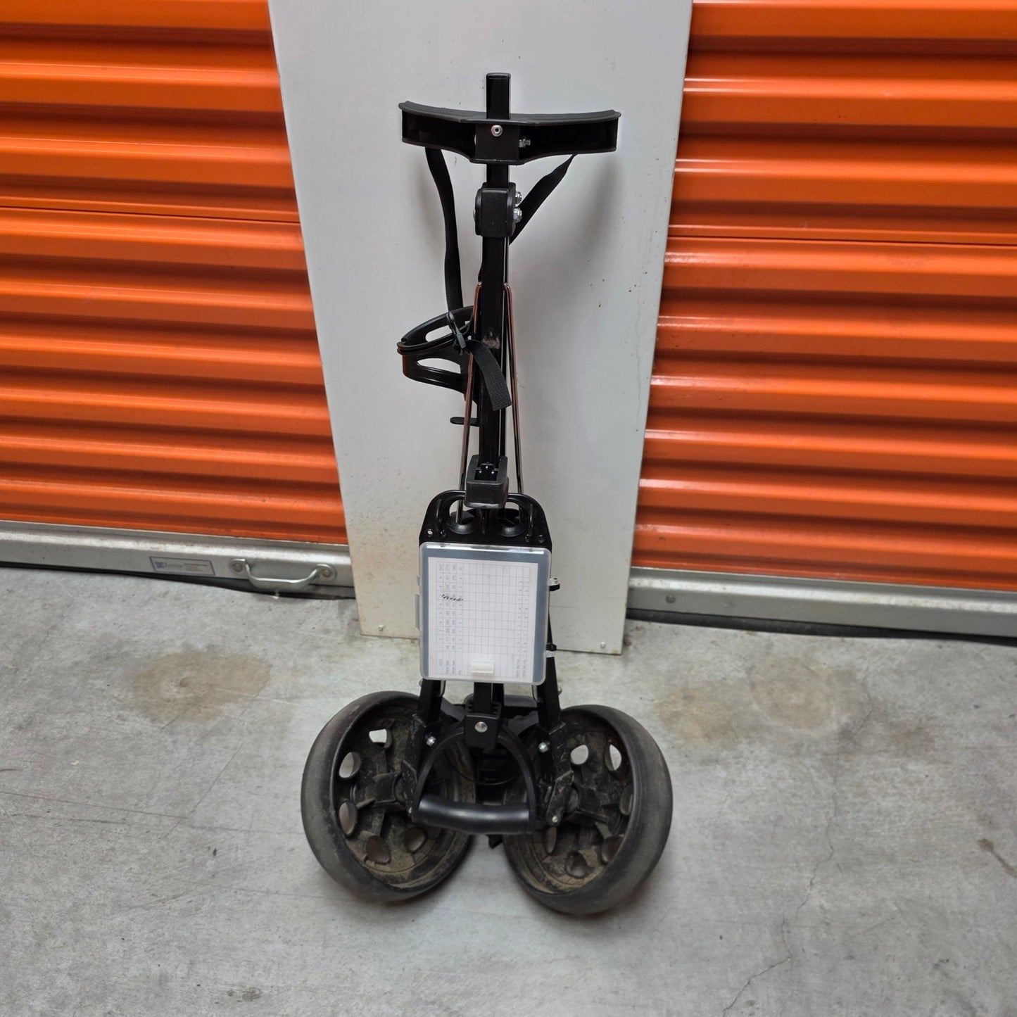 Golf 2 wheel Push Cart with scorecard, drink and ball holder