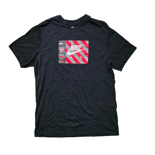 Nike Swoosh by Air Graphic T-Shirt Men’s L Stripe Box Logo Black