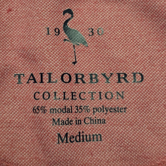 TailorByrd Performance Polo Shirt Men’s Medium Pink Modal Blend Stretch Tee