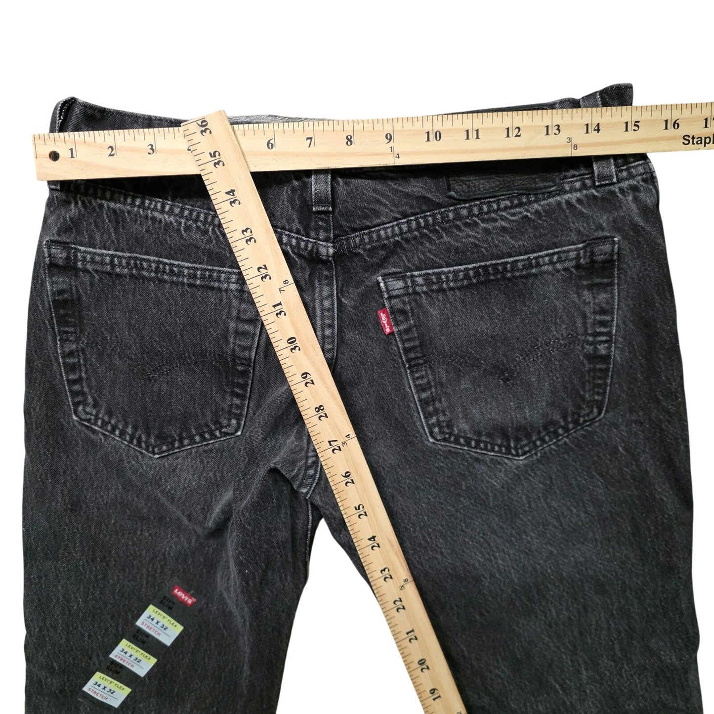 Levi’s 511 Slim Fit Flex Jeans Men’s 34x32 Black Denim Big E