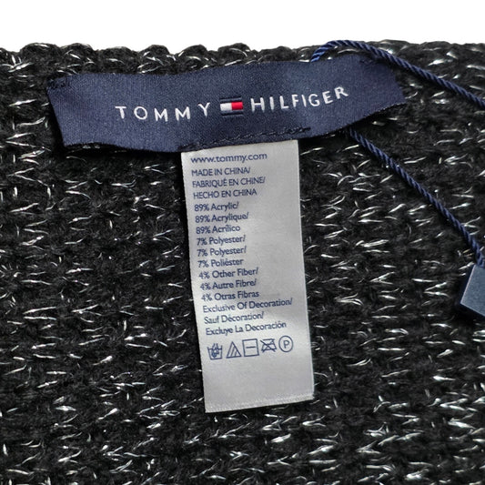Tommy Hilfiger Men’s Black Gray Logo Muffler Scarf One Size NWT
