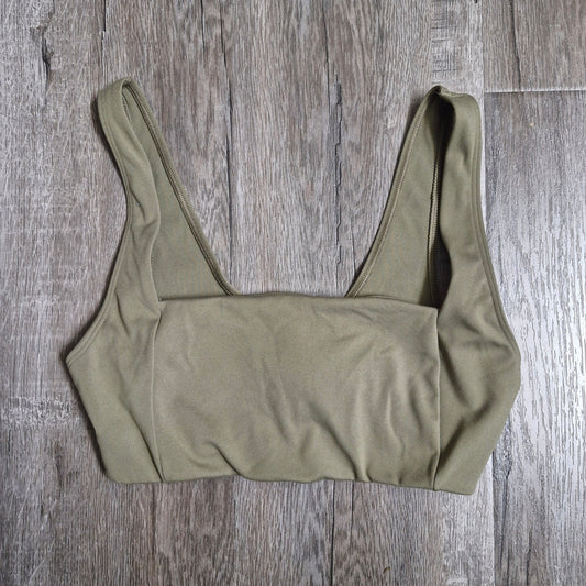 Pink Active Sports Bra Medium Olive Green Square Neck Light Padding