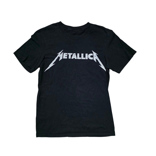 Metallica Black And White Logo Concert Metal Music Band Tee Shirt S
