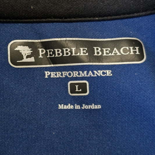 Pebble Beach Golf Jacket Mens L Blue Full Zip Stretch Outdoor Pocket