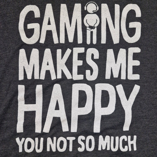 Men’s “Gaming Makes Me Happy” T-Shirt XL Gray Funny Graphic Tee