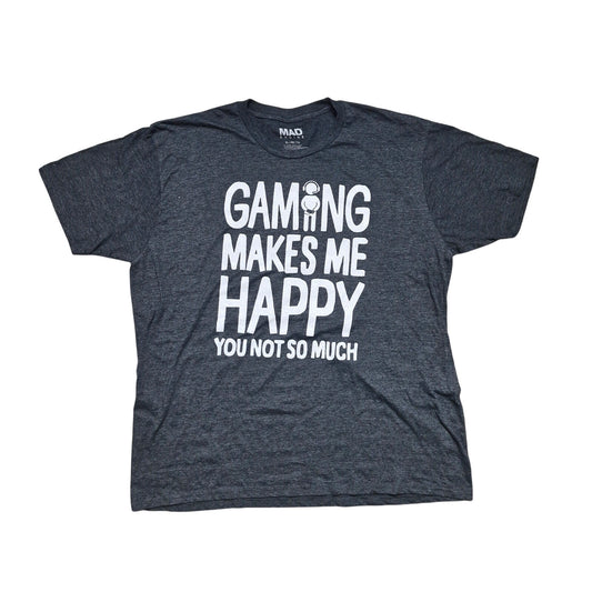 Men’s “Gaming Makes Me Happy” T-Shirt XL Gray Funny Graphic Tee