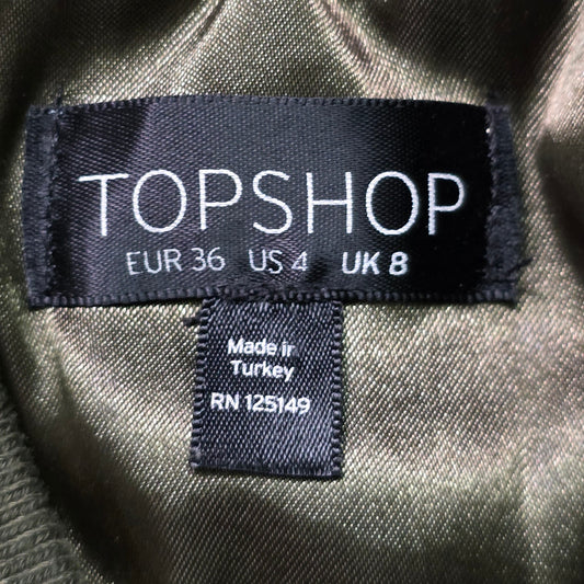 Topshop Bomber Jacket Women’s Size 4 Green Full Zip Ribbed Lined