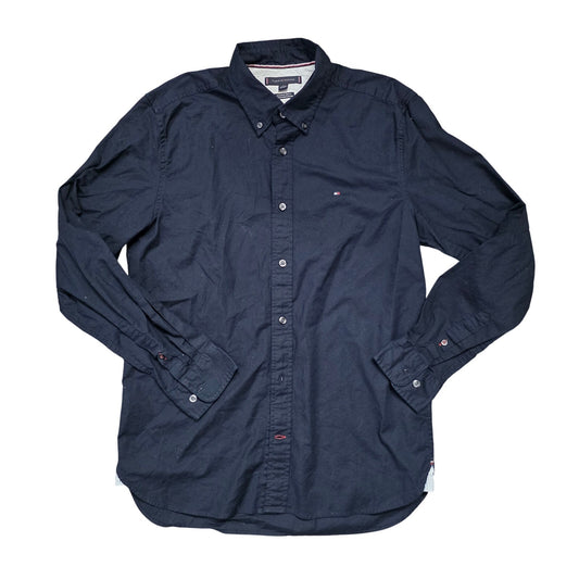 Tommy Hilfiger Core Flex Poplin Shirt Men’s Medium Black Stretch Button‑Down