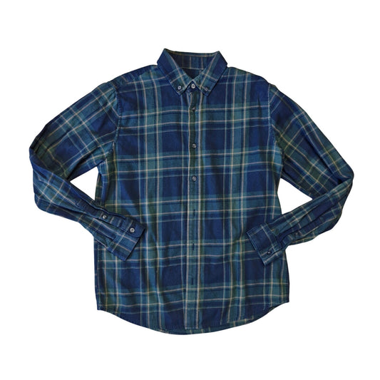 Slate & Stone Blue Green Plaid Button Down Shirt Men’s Size Small