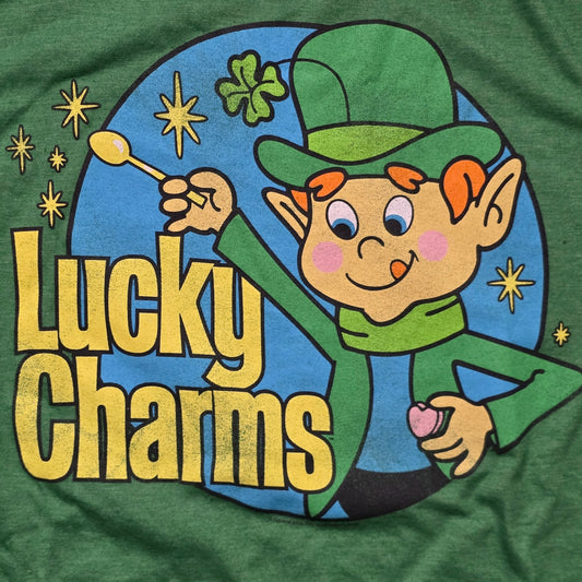 Tee Luv Comfort Colors Lucky Charms 70s Leprechaun T-Shirt L Green Graphic