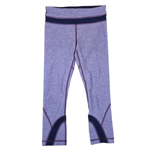 Lululemon Run Inspire Crop II Leggings Striped Back Zip Purple Women's Size 4