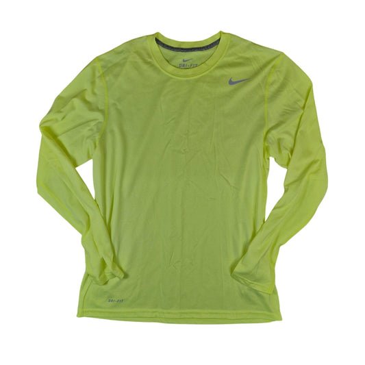 Nike Dri-Fit Running Mens Medium Neon Yellow Active Long Sleeve Tee 2014