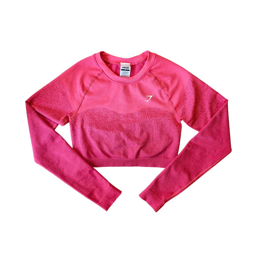 Gymshark Adapt Seamless Ombre Long-Sleeve Crop Top Women’s Small Pink Athletic Fit