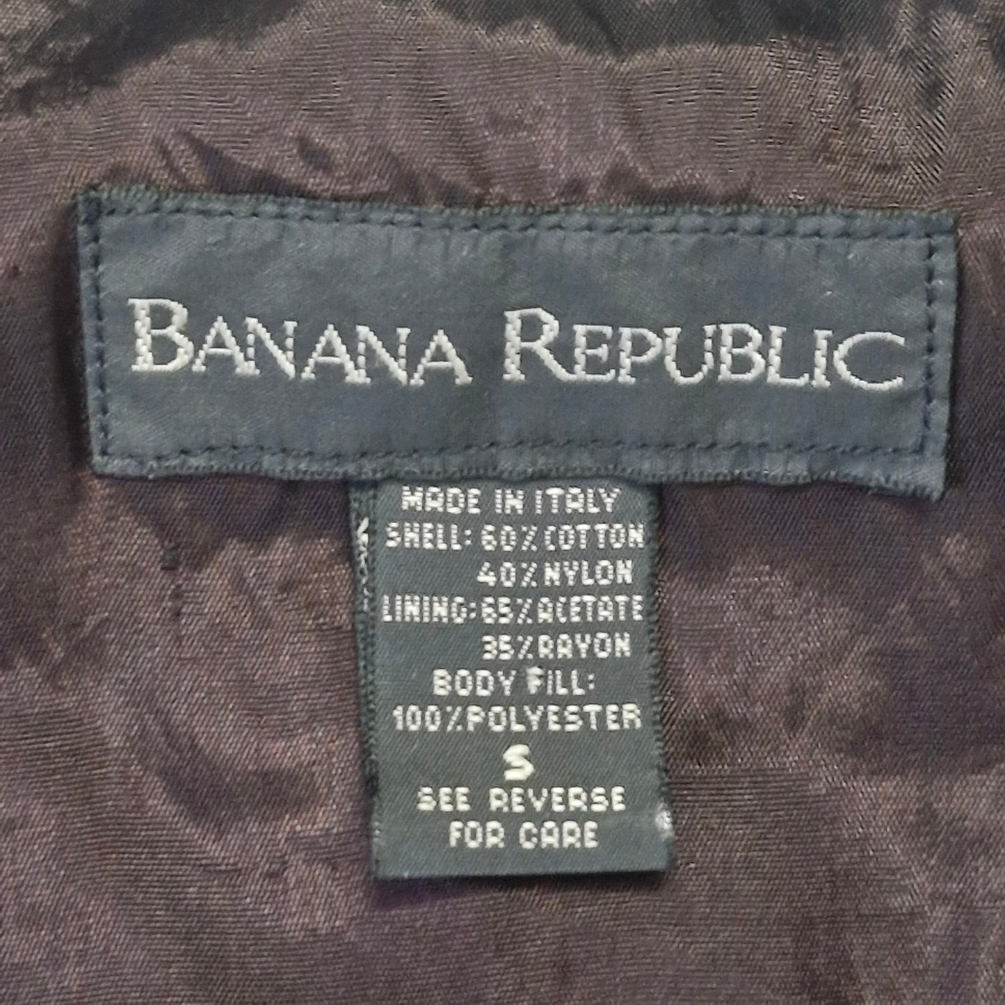 Banana Republic Quilted Vest Men’s Small Made in Italy Cotton Nylon