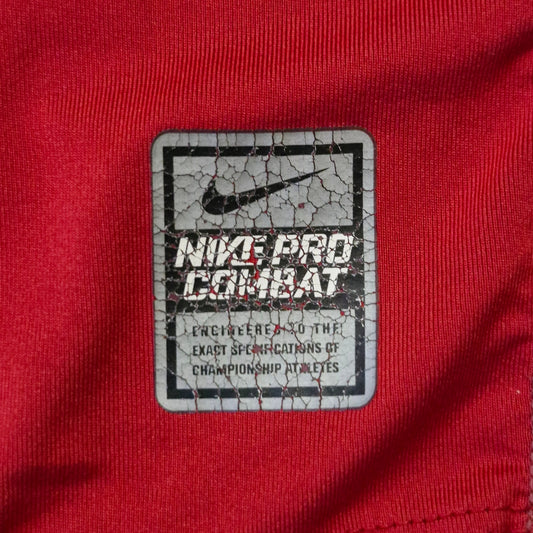Nike Pro Combat Red Dri‑Fit Short Sleeve Shirt Mens Large