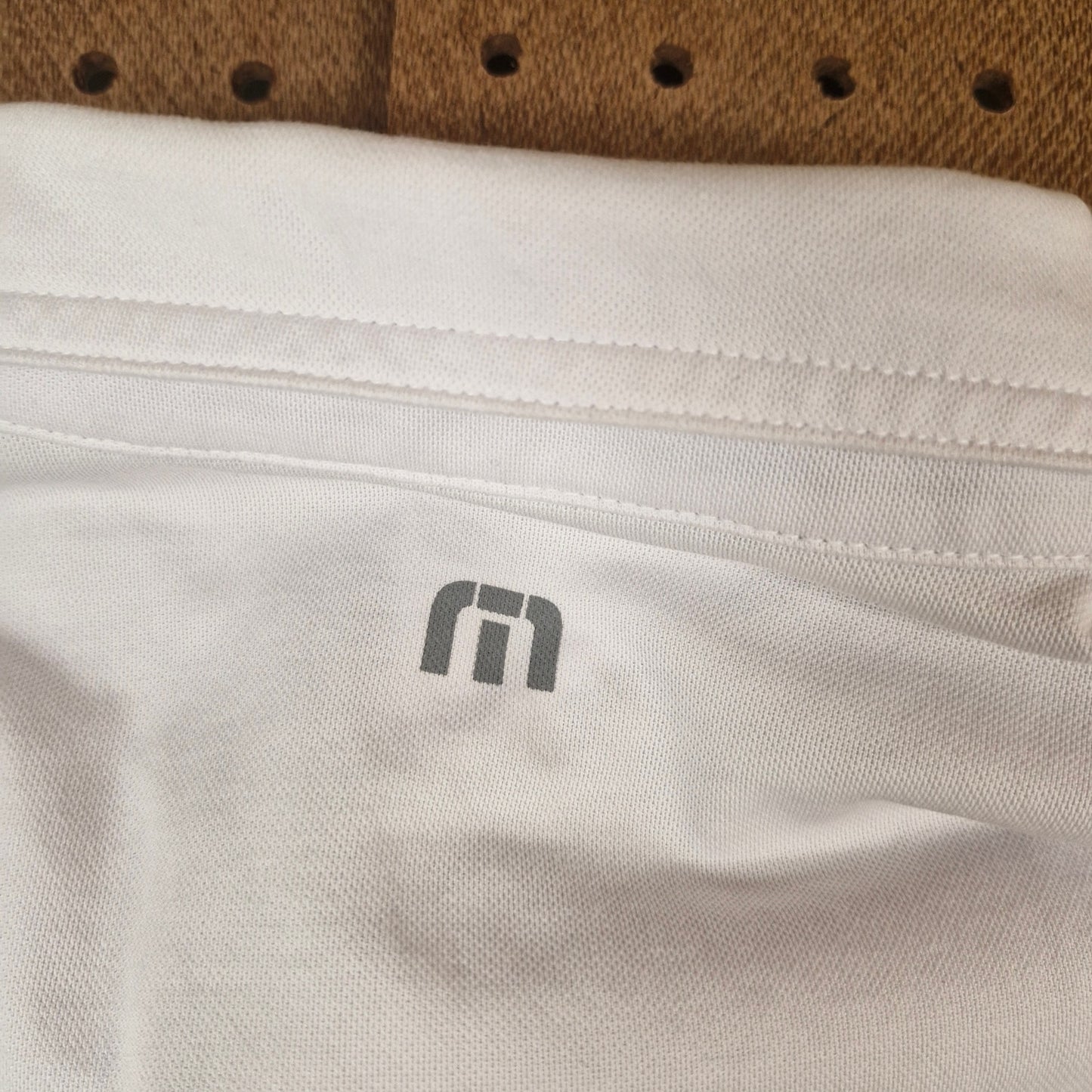 Travis Mathew Golf Polo Shirt Men’s Small White Grey Performance Stretch