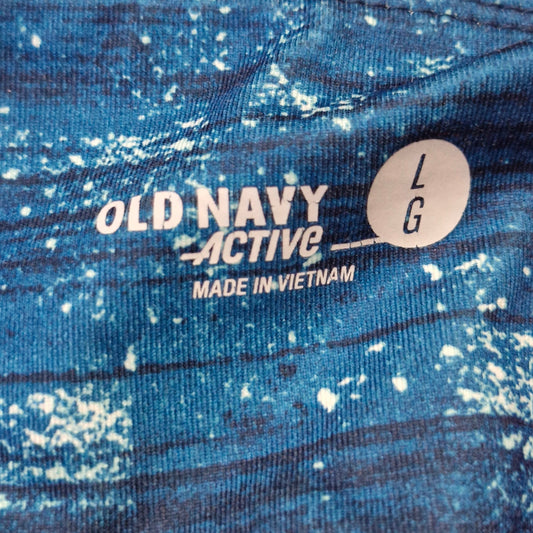 Old Navy Active Petite Gym Gear Tight Leggings Blue & White, Size Large 165/80A
