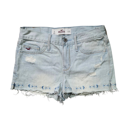 Hollister Cut Off Shorts Women 0/24 Olive Distressed Denim