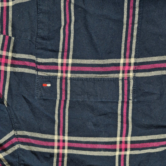 Tommy Hilfiger New York Fit Blue Pink Shirt Men’s Size Small Button-Up