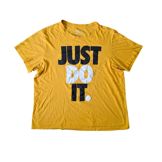 Nike Just Do It T-Shirt Men’s L Yellow Cotton Loose Fit Short Sleeve Tee