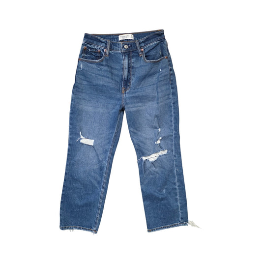 Abercrombie & Fitch Ultra High Rise Ankle Straight Jeans Women XS 27/4 Blue
