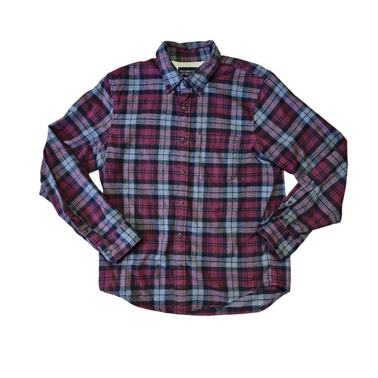 Abercrombie Muscle Fit Plaid Shirt Medium Red Gray Button Up Casual