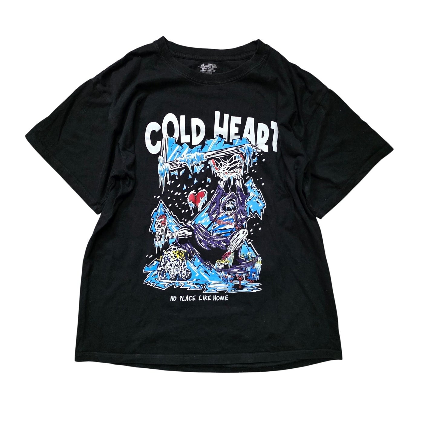 Cold Heart Basketball Dunking Monster Men’s T-Shirt Large Black Graphic Tee
