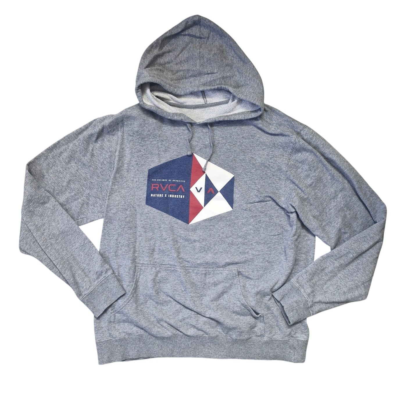 RVCA Nature Industry Geo Hex Hoodie Men’s Grey Noise Red Blue White