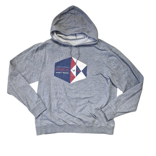 RVCA Nature Industry Geo Hex Hoodie Men’s Grey Noise Red Blue White