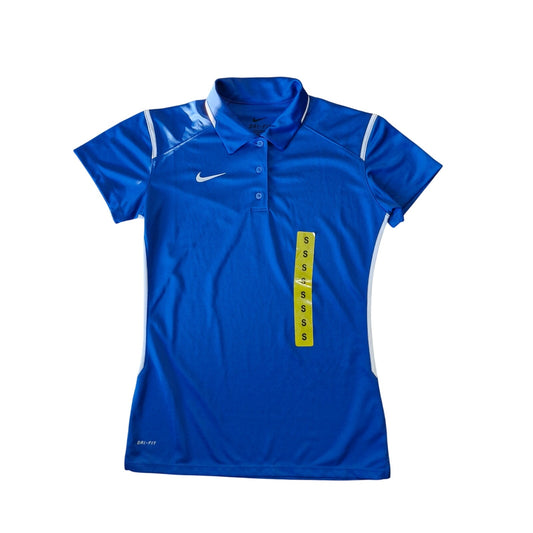 Nike Women's Dri-Fit Coaches Shirt Polo Sz Small Blue White