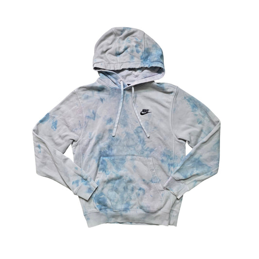 Nike Washed Out Tie Dyed Hoodie Women XS Light Blue White Cotton