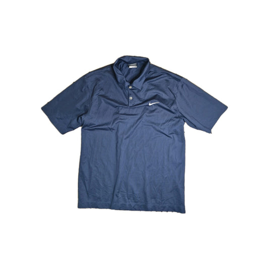 Nike Golf Shirt Men Medium Navy Fit Dry Embroidered Swoosh Y2K
