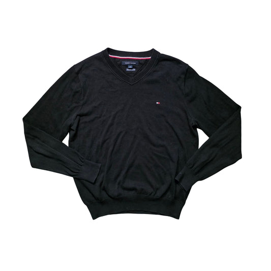 Tommy Hilfiger Pullover Sweatshirt Men S Black V-Neck Long Sleeve