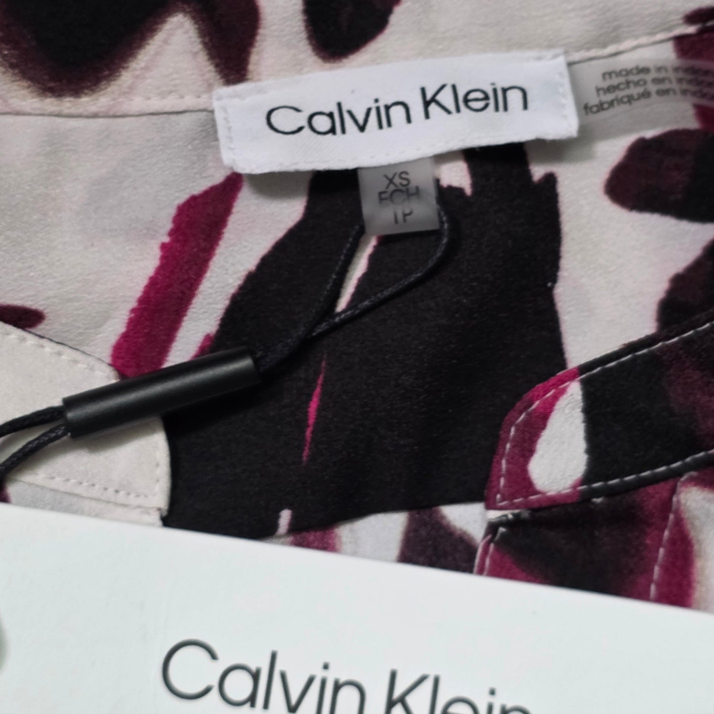 Calvin Klein Smock Yoke Chiffon Button-Front Tie Blouse Women’s XS