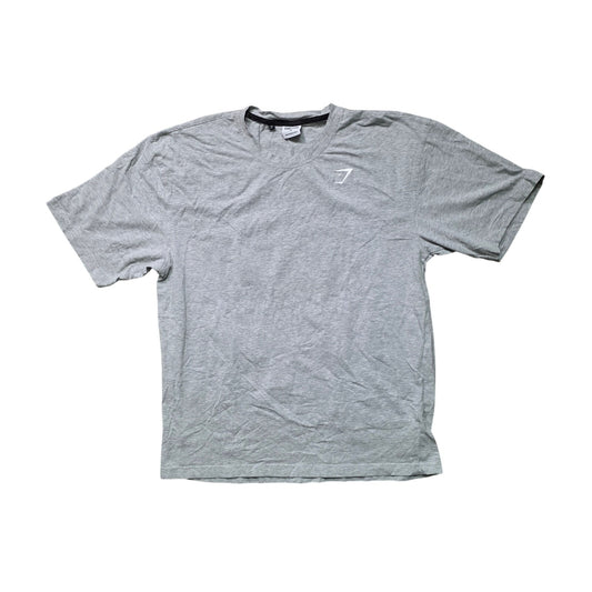 Gymshark Power T-Shirt Men M Light Gray Oversized Core Marl