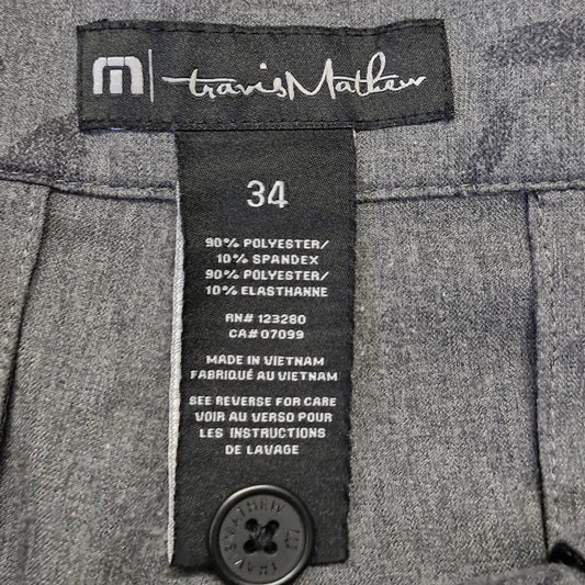 Travis Mathew Men's Gray Golf Shorts Polyester Lightweight Size 34