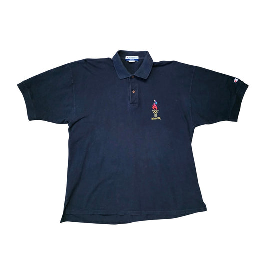 Champion Polo Shirt Men's XXL Blue Vintage 1996 Atlanta Olympics Cotton Casual