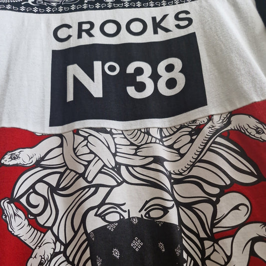 Crooks & Castles Men's Medusa bandana block color Graphic Tee T-Shirt